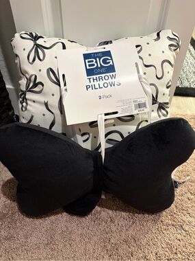 The Big One Black & White Decorative Throw Pillow Set - Butterfly and Abstract